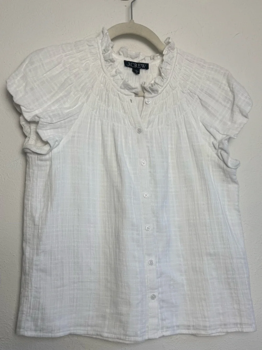 JCREW Smocked Full Button Up Blouse‎